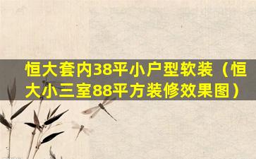 恒大套内38平小户型软装（恒大小三室88平方装修效果图）