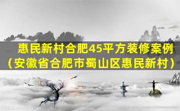 惠民新村合肥45平方装修案例（安徽省合肥市蜀山区惠民新村）