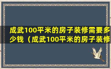 成武100平米的房子装修需要多少钱（成武100平米的房子装修需要多少钱费用）