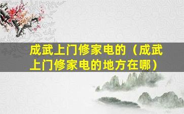 成武上门修家电的（成武上门修家电的地方在哪）