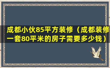 成都小伙85平方装修（成都装修一套80平米的房子需要多少钱）