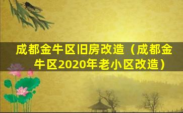 成都金牛区旧房改造（成都金牛区2020年老小区改造）