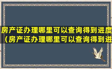 房产证办理哪里可以查询得到进度（房产证办理哪里可以查询得到进度信息）