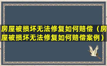 房屋被损坏无法修复如何赔偿（房屋被损坏无法修复如何赔偿案例）