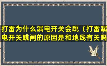 打雷为什么漏电开关会跳（打雷漏电开关跳闸的原因是和地线有关吗）