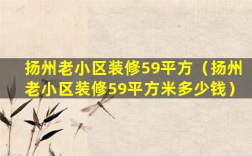 扬州老小区装修59平方（扬州老小区装修59平方米多少钱）