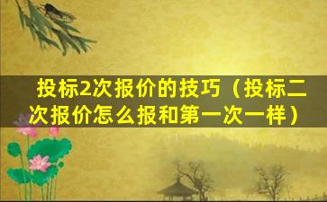 投标2次报价的技巧（投标二次报价怎么报和第一次一样）