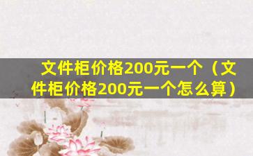 文件柜价格200元一个（文件柜价格200元一个怎么算）