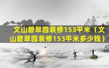 文山碧翠园装修153平米（文山碧翠园装修153平米多少钱）