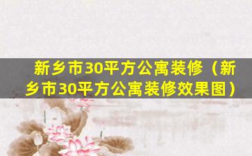 新乡市30平方公寓装修（新乡市30平方公寓装修效果图）