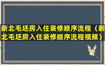 新北毛坯房入住装修顺序流程（新北毛坯房入住装修顺序流程视频）