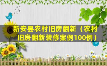 新安县农村旧房翻新（农村旧房翻新装修案例100例）