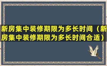 新房集中装修期限为多长时间（新房集中装修期限为多长时间合适）