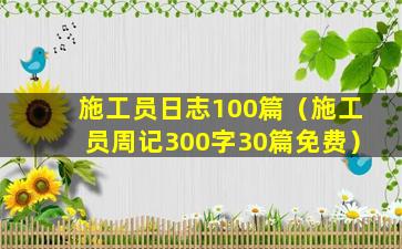 施工员日志100篇（施工员周记300字30篇免费）