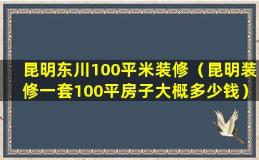 昆明东川100平米装修（昆明装修一套100平房子大概多少钱）