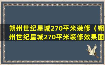 朔州世纪星城270平米装修（朔州世纪星城270平米装修效果图）