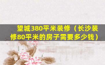 望城380平米装修（长沙装修80平米的房子需要多少钱）