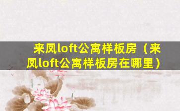 来凤loft公寓样板房（来凤loft公寓样板房在哪里）