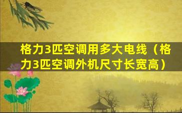 格力3匹空调用多大电线（格力3匹空调外机尺寸长宽高）