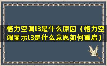 格力空调l3是什么原因（格力空调显示l3是什么意思如何重启）