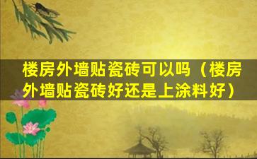 楼房外墙贴瓷砖可以吗（楼房外墙贴瓷砖好还是上涂料好）