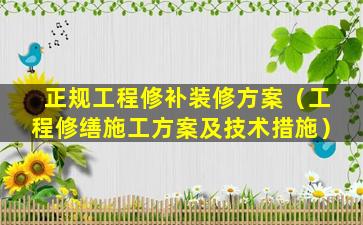 正规工程修补装修方案（工程修缮施工方案及技术措施）