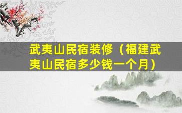 武夷山民宿装修（福建武夷山民宿多少钱一个月）