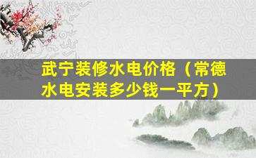 武宁装修水电价格（常德水电安装多少钱一平方）