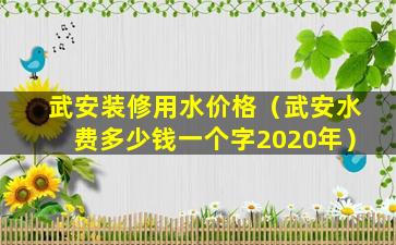 武安装修用水价格（武安水费多少钱一个字2020年）