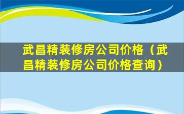 武昌精装修房公司价格（武昌精装修房公司价格查询）