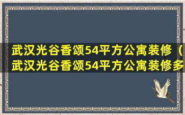 武汉光谷香颂54平方公寓装修（武汉光谷香颂54平方公寓装修多少钱）