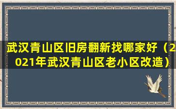 武汉青山区旧房翻新找哪家好（2021年武汉青山区老小区改造）