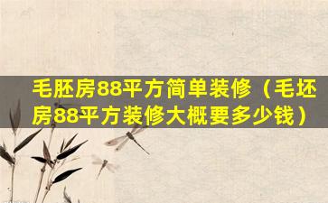 毛胚房88平方简单装修（毛坯房88平方装修大概要多少钱）