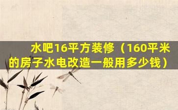 水吧16平方装修（160平米的房子水电改造一般用多少钱）