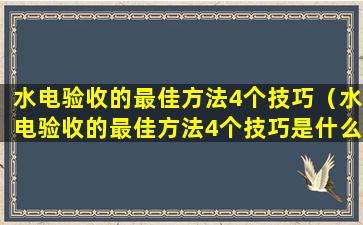 水电验收的最佳方法4个技巧（水电验收的最佳方法4个技巧是什么）