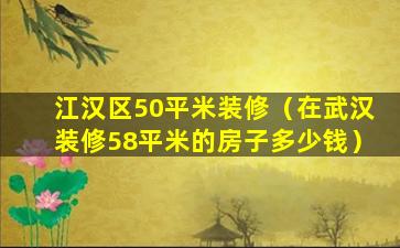 江汉区50平米装修（在武汉装修58平米的房子多少钱）