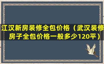 江汉新房装修全包价格（武汉装修房子全包价格一般多少120平）