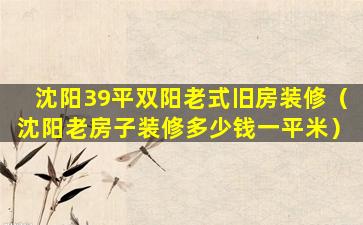 沈阳39平双阳老式旧房装修（沈阳老房子装修多少钱一平米）