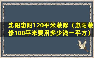 沈阳惠阳120平米装修（惠阳装修100平米要用多少钱一平方）