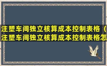 注塑车间独立核算成本控制表格（注塑车间独立核算成本控制表格怎么填）