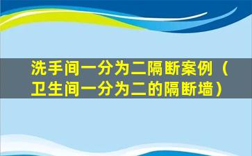 洗手间一分为二隔断案例（卫生间一分为二的隔断墙）