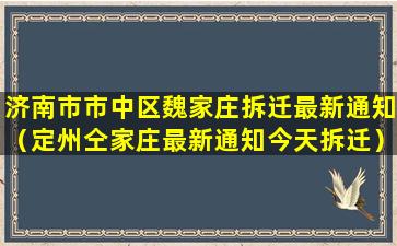 济南市市中区魏家庄拆迁最新通知（定州仝家庄最新通知今天拆迁）