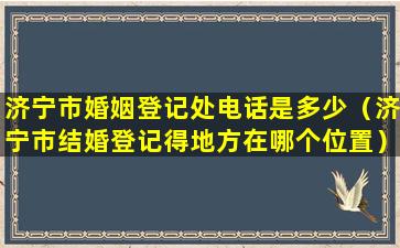 济宁市婚姻登记处电话是多少（济宁市结婚登记得地方在哪个位置）