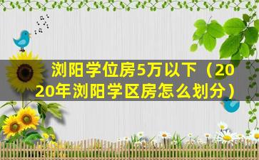 浏阳学位房5万以下（2020年浏阳学区房怎么划分）