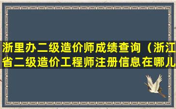 浙里办二级造价师成绩查询（浙江省二级造价工程师注册信息在哪儿查询）