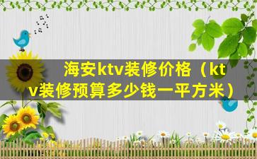 海安ktv装修价格（ktv装修预算多少钱一平方米）