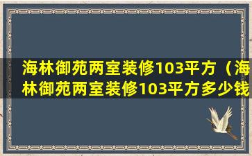 海林御苑两室装修103平方（海林御苑两室装修103平方多少钱）