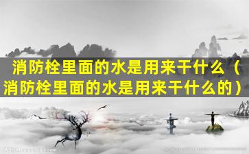 消防栓里面的水是用来干什么（消防栓里面的水是用来干什么的）