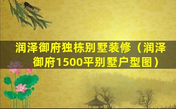 润泽御府独栋别墅装修（润泽御府1500平别墅户型图）