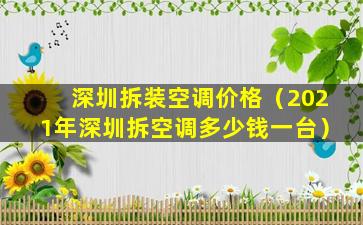 深圳拆装空调价格（2021年深圳拆空调多少钱一台）